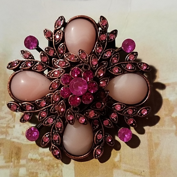 Pink Faux Stones Brooch - Picture 2 of 4